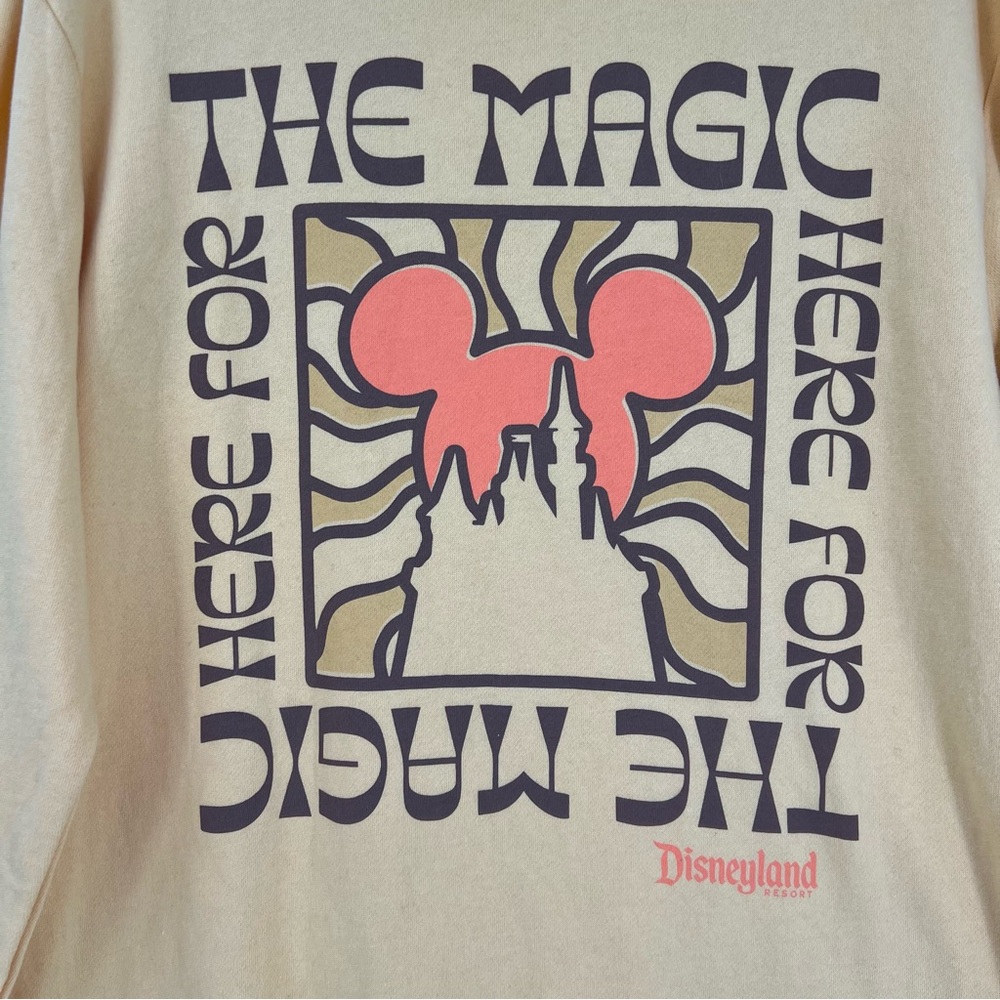 NWT Disney Adult M Mustard Yellow Crewneck Sweatshirt Psychadelic 60s 70s Design - Picture 3 of 11